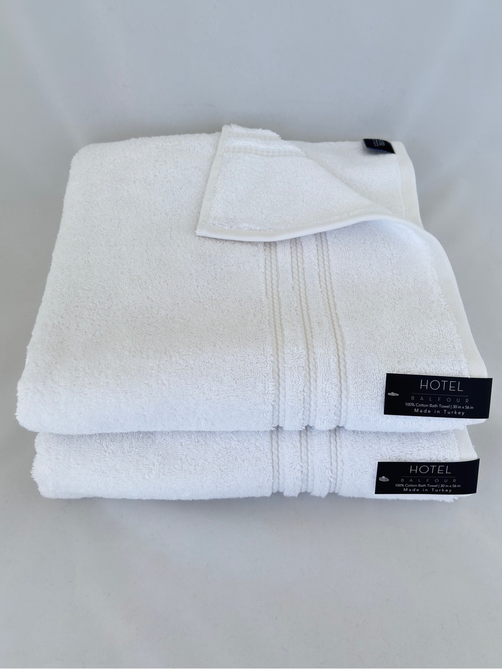 NWT 2Pc Hotel Balfour Turkish Cotton White Bath Towels Made in Turkey Spa Towels